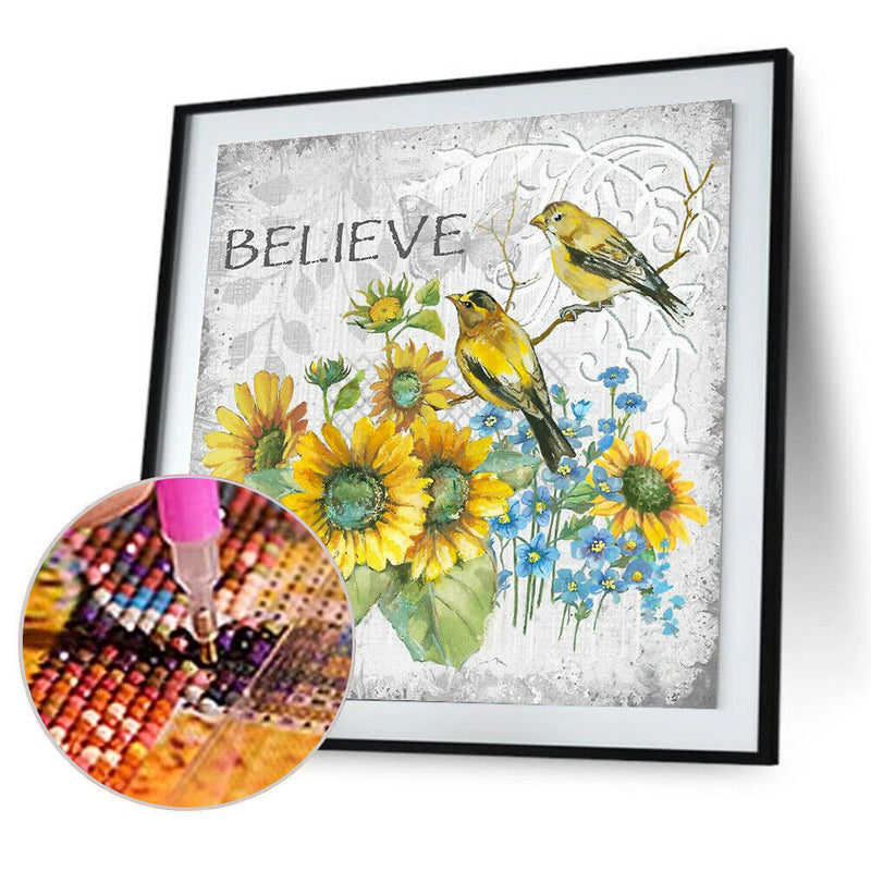 5D DIY Diamond Painting Flowers Birds Full Round Drill Mosaic Art Home Picture