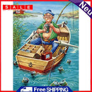 5D DIY Full Drill Diamond Painting Fishing Man Cross Stitch Embroidery Mosaic