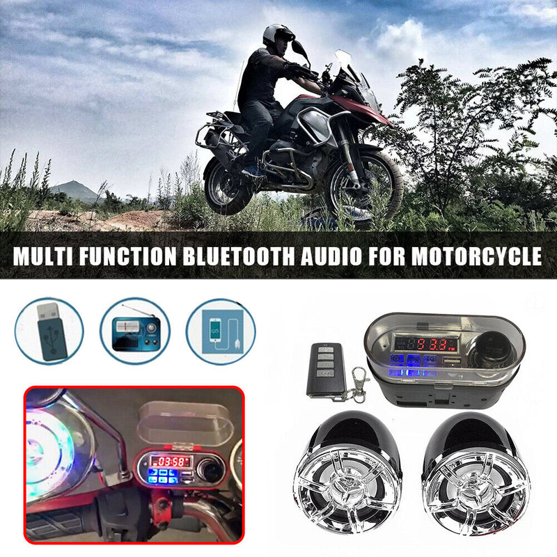 HY-007 Motorcycle Bluetooth Speaker Audio System with Mic TF Radio USB Charger