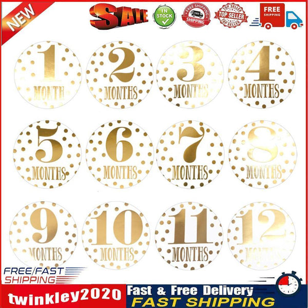 12pcs Newborn Baby Monthly Stickers Pregnant Milestone Memory Photo Props Newly