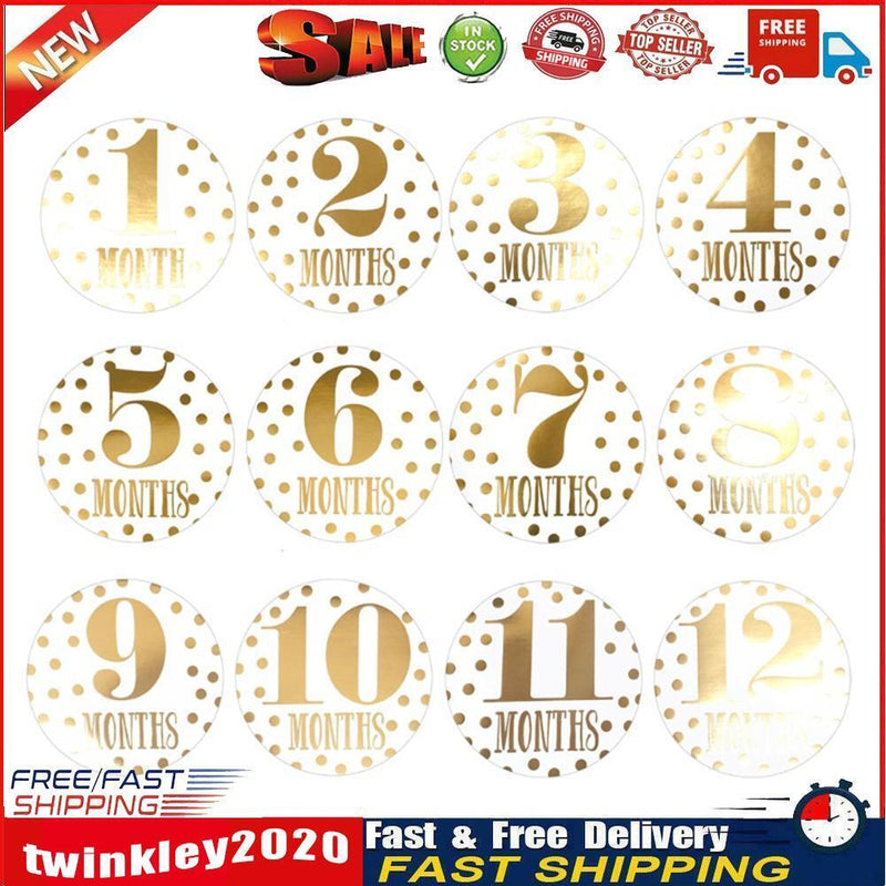 12pcs Newborn Baby Monthly Stickers Pregnant Milestone Memory Photo Props Newly