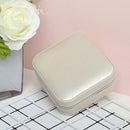 Portable Earrings Rings Storage Box PU Leather Jewelry Display Case (White)