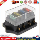 4 Way Circuit Standard Blade Disaster Box Block Holder 12V/24V + Fuse Newly