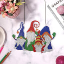 DIY Applique Diamond Four Gnomes Wall Hanger Acrylic Craft Kit Door Pendant