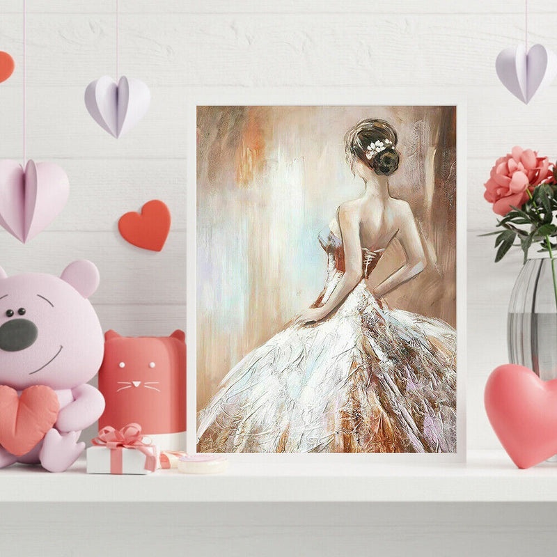 Frameless Oil Paint By Numbers Girl Back DIY Canvas Picture Kits (X720)