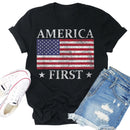 Independence Day Print USA Flag Tea T-Shirt (Black S)