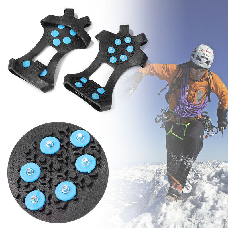 1 Pair 10 Teeth Snow Ice Claws w/ Nails Non-Slip Crampons Ice Gripper (XL)