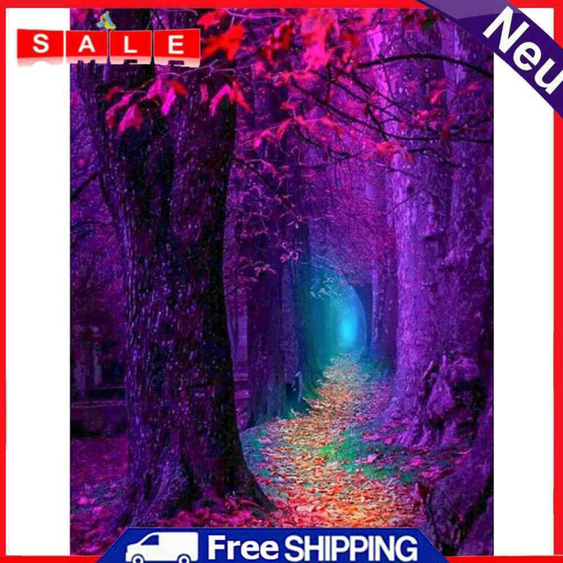 5D Full Drill Art Rhinestone Picture DIY Purple Forest Mosaic Diamond Painting
