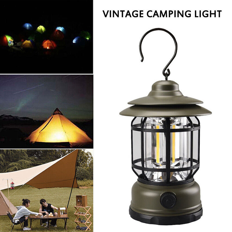 Outdoor Camping Light Retro USB Hanging Atmosphere Home Table Lamp (Green) Newly