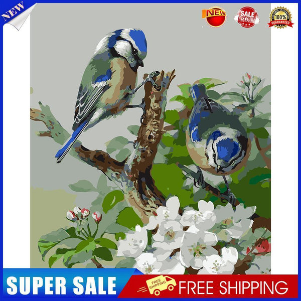 Two Blue Birds Painting By Numbers Acrylic Paints Canvas Picture Wall Art