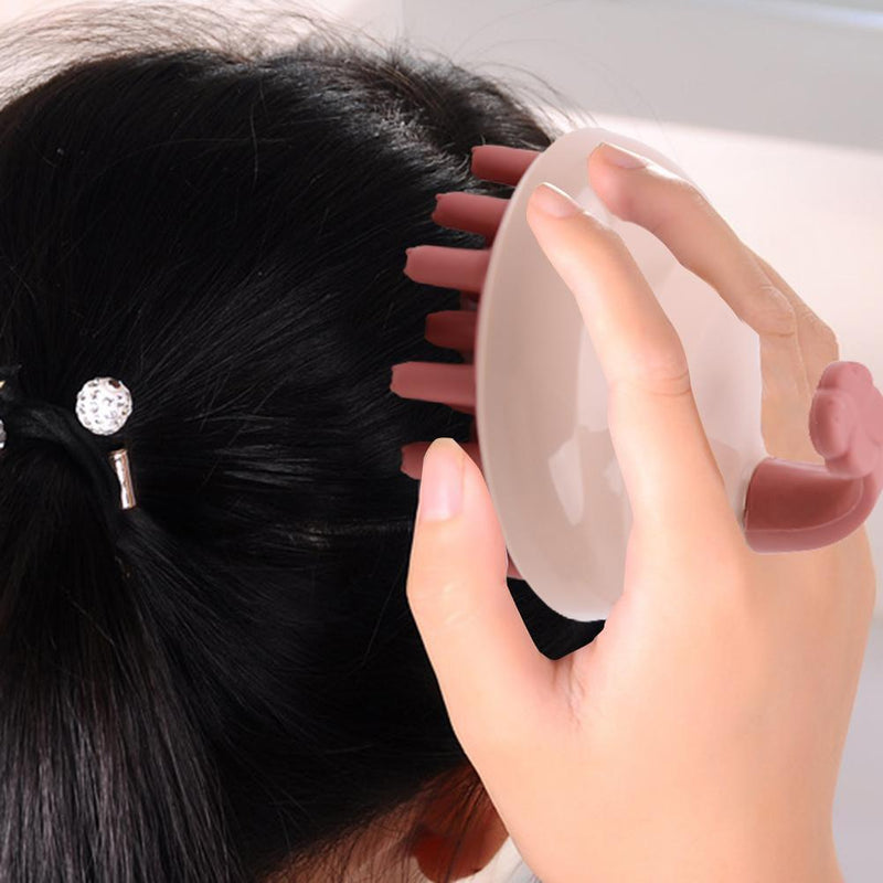 Silicone Shampoo Scalp Massage Brush Portable Hair Washing Comb (Pink)