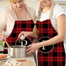 Plaid P Print Apron Linen Waterproof Cooking Bibs Chefs Pinafore (68X55CM)