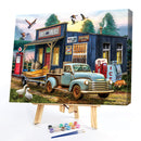 50x40cm Colorful DIY Paint By Numbers Kit Houses Cars by The Lake Decor Gif