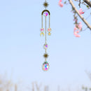 Metallic Hoop Moon Sun Crystal Pendant Wind Chime Hanging Drop Garden Decoration