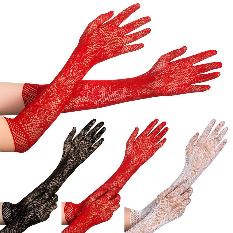 Stretchy Lace Gloves Gothic Punk Mittens Christmas Halloween Gloves Fancy Dress