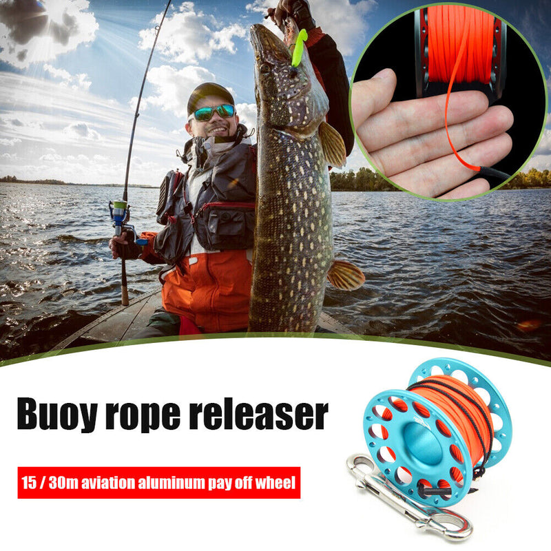 Scuba Diving Spool Finger Reel for Underwater Fishing Cave Dive (30m Blue) Newly