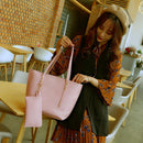4pcs/set Composite Bags Women Solid Color Shoulder Handbags Card Holder Clutch