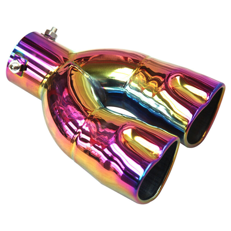 Dual Exhaust Muffler Tip Bolt-on Heart Edge Slant Cut 2.5 inch (Multicolor)