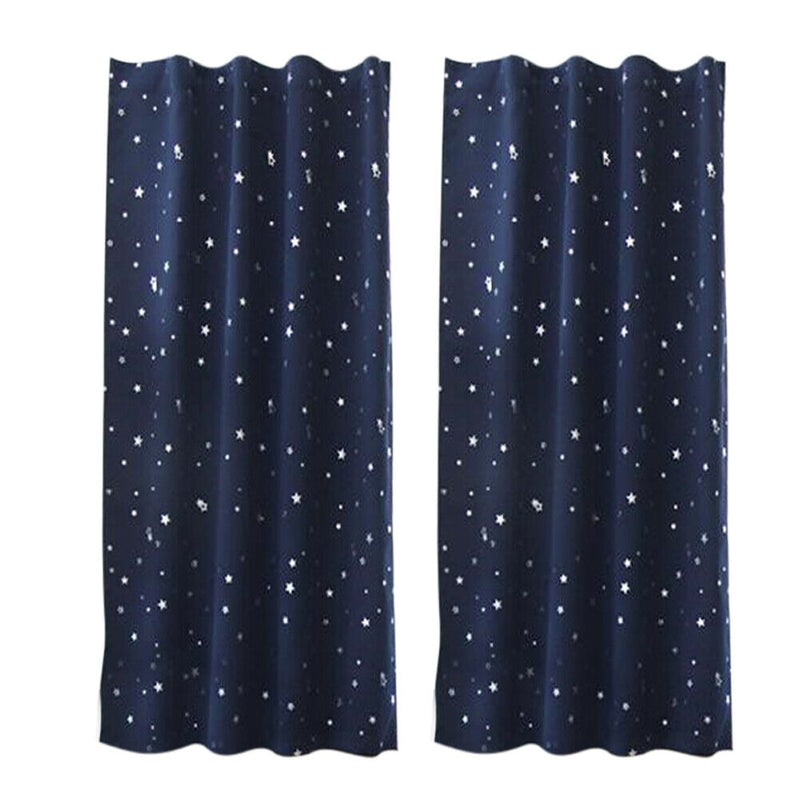 Modern Stars Printed Shading Curtains Window Treatment Curtain (Dark Blue)