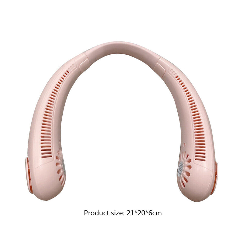 Portable Hanging Neck Fan Air Cooling Bladeless Wearable Lazy Fan (Pink)