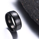 Engagement Stainless Steel Punk Wedding Band Carbon Fiber Ring Men Ring Black