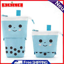 Creative Retractable Canvas Pen Holder Large Milk Tea Stationery Organizer Box