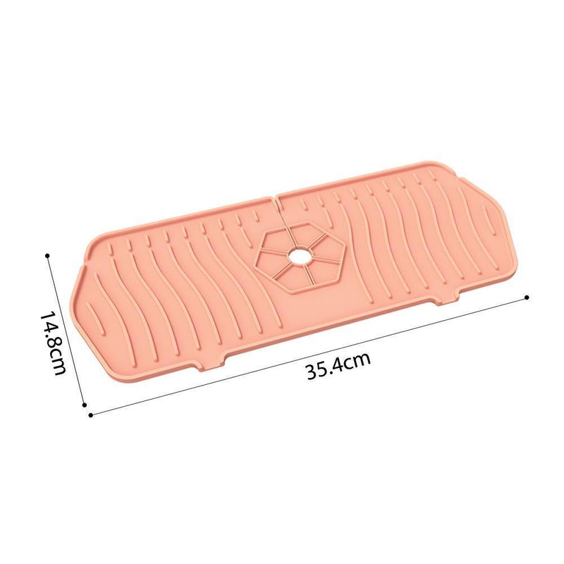 Kitchen Faucet Mat Silicone Sink Splash Guard Counter Draining Pad (Pink)