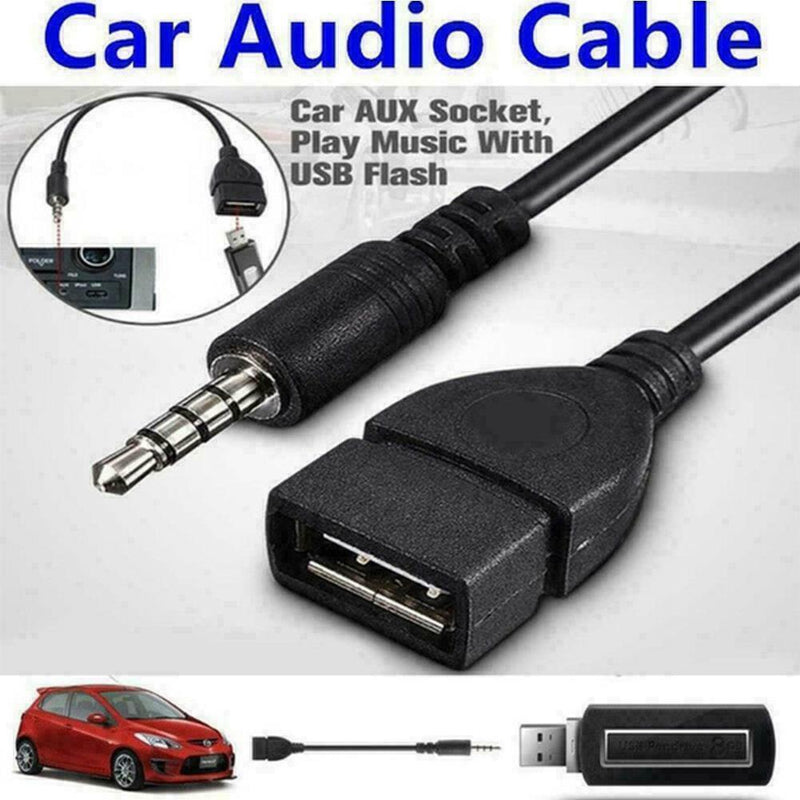 1*3.5mm Male Car Audio AUX Jack to USB Type A Female Adapter Converter O3Q4