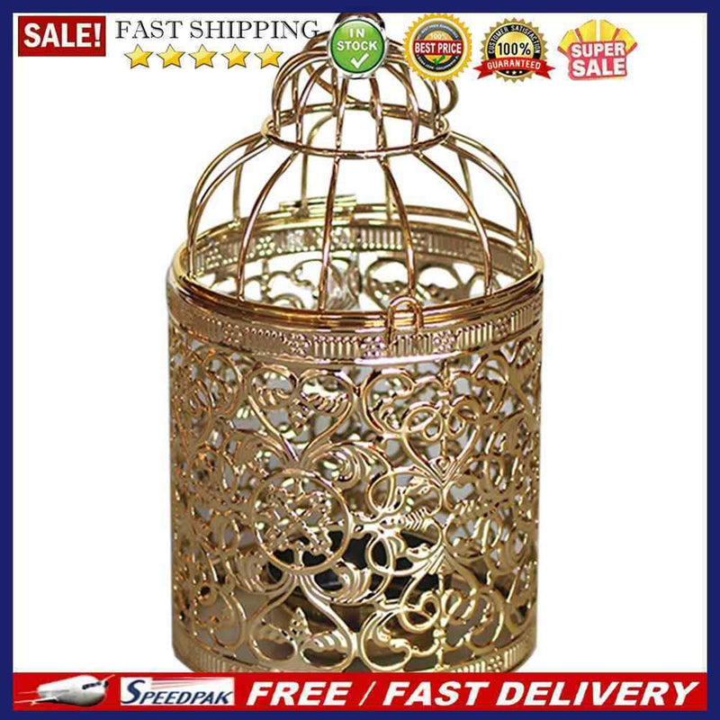 Wrought Iron Tealight Candle Holder Birdcage Hanging Lantern Desktop Candlestand