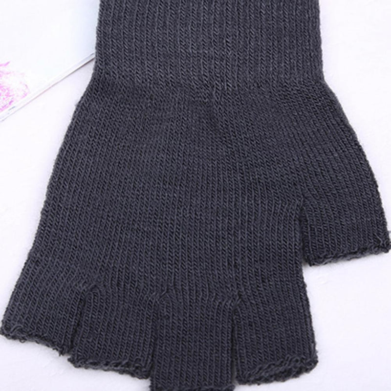 Winter Solid Knit Warm Mitten Gloves Finger Half Finger
