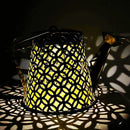 LED Solar Watering Can Lamp Garden Shower Art Metal Iron Kettle Light (D)