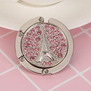 5pcs Portable Metal Foldable Bag Hook Holder Purse Hanger (Pink)