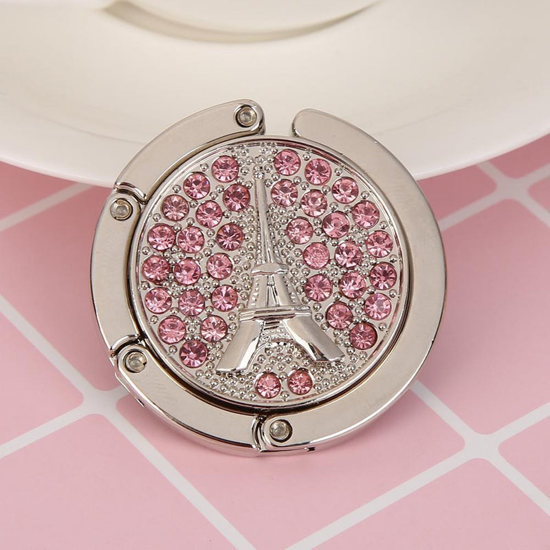 5pcs Portable Metal Foldable Bag Hook Holder Purse Hanger (Pink)