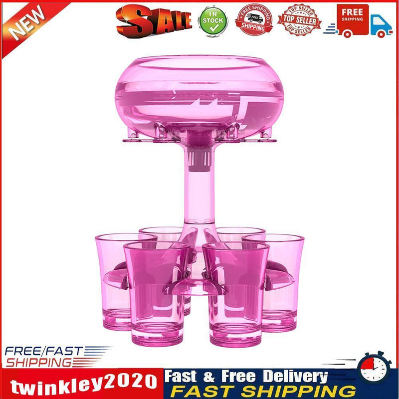 6 Shot Glass Wine Whisky Beer Dispenser Holder for Home Party (Wine Red) Newly