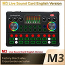 RGB LED Wireless Bluetooth-compatible Sound Card for Live Singing Recording