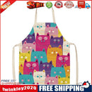 Kitchen Linen Apron Cartoon Cat Print Home Restaurant Cooking Baking Bibs