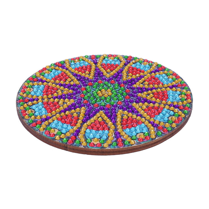 5D DIY Diamond Painting Mandala Wooden Round Coaster Cup Cushion (AA1058-3)