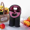2 Bottles Neoprene Cooler Wine-bottle Bag Protective Cover (Pink+Black) Newly