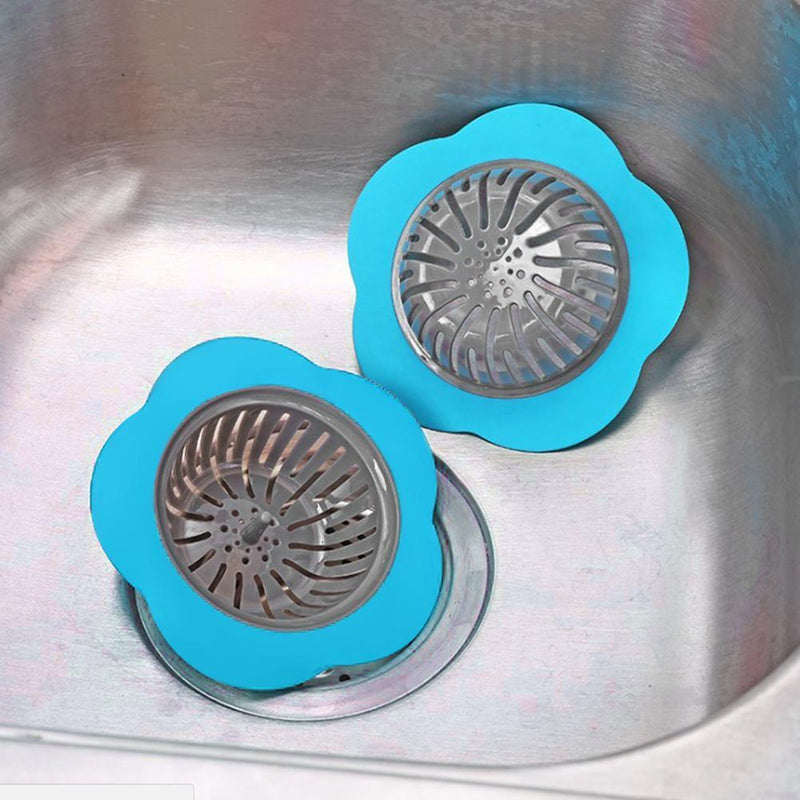 Flower Sink Strainer Kitchen Drain Filter Bathroom Drainage Hair Trap(Blue)