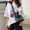 Women PU Leather Shell Wide Shoulder Strap Crossbody Messenger Bag (Black)