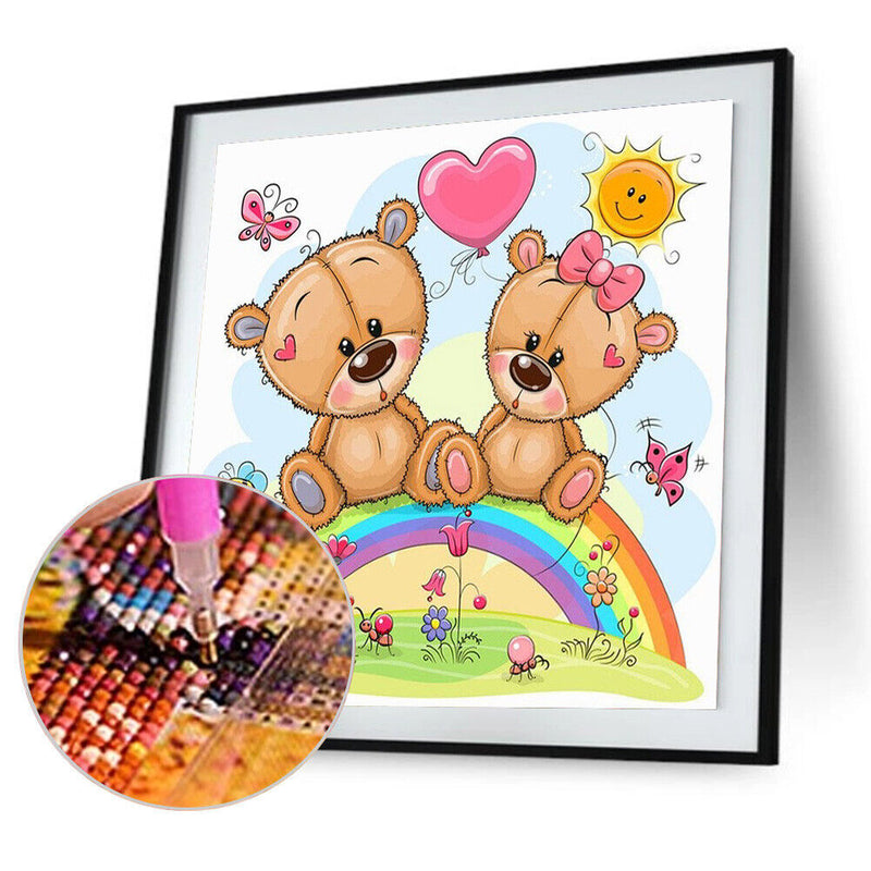 5D DIY Diamond Painting Full Round Drill Rainbow Cartoon Bear Picture Wall Decor