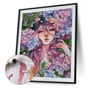 Oil Paint by Numbers Flower Girl Canvas Artwork Living Room Picture Decoratio
