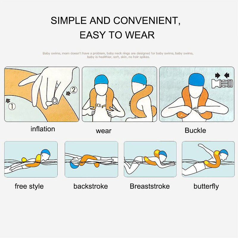 #A Swimming Laps Inflatable Floating Swim Arm Rings for Kids Adults Water Pool T