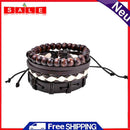 Domybest Multi-Layer Handmade PU Retro Braided Bracelet Jewelry for Men Da