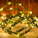 LED Solar Rattan Decorative Light String Outdoor Courtyard Leaf Lamps (C) Newly