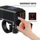 Motorcycle Dual QC 3.0 USB Charger SAE to USB Adapter with Voltmeter (Blue)