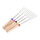 5x Outdoor BBQ Forks Stainless Steel Telescopic U-Shaped Camping Barbecue Sticks