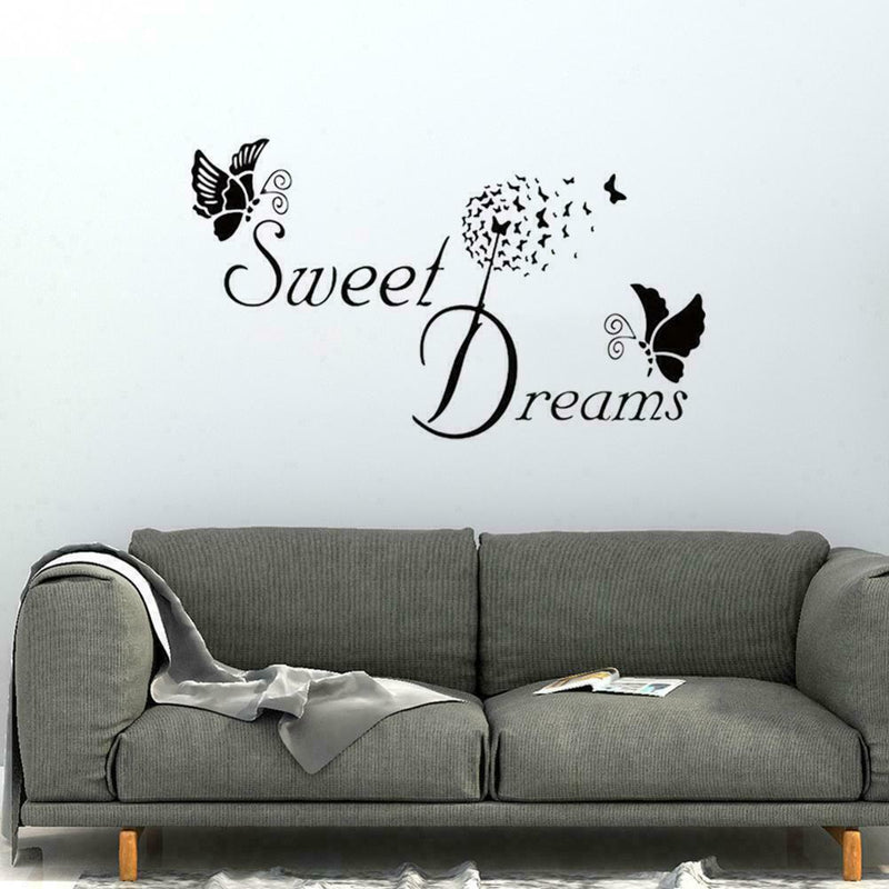 SWEET DREAMS Butterfly LOVE Quote Wall Stickers Bedroom DIY Decals 1 S6F7