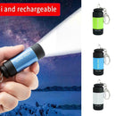 12PCS Pocket LED Torch Lamp USB Rechargeable Mini Keychain Camping Flashlight
