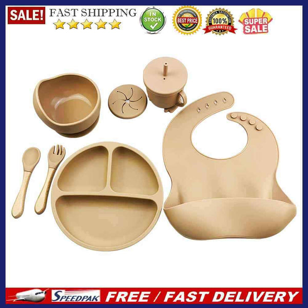 6pcs Silicone Baby Feeding Anti Slip Plates for Food Soft Kids Tableware (K
